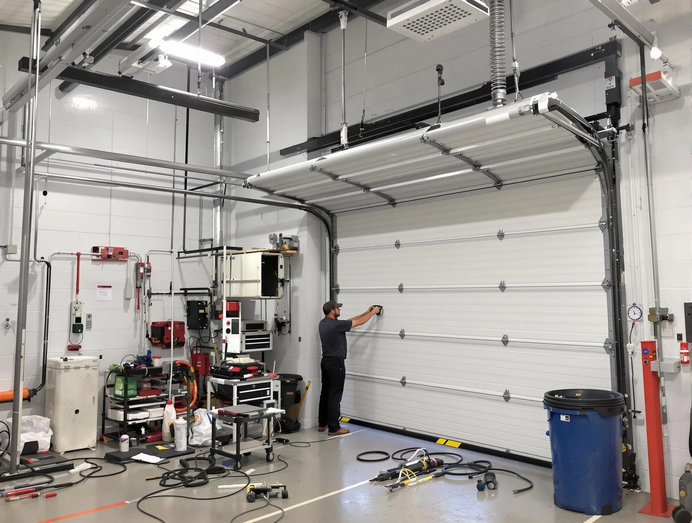 Heron Bay Garage Door Repair certified technician performing commercial door repair at a Heron Bay business facility
