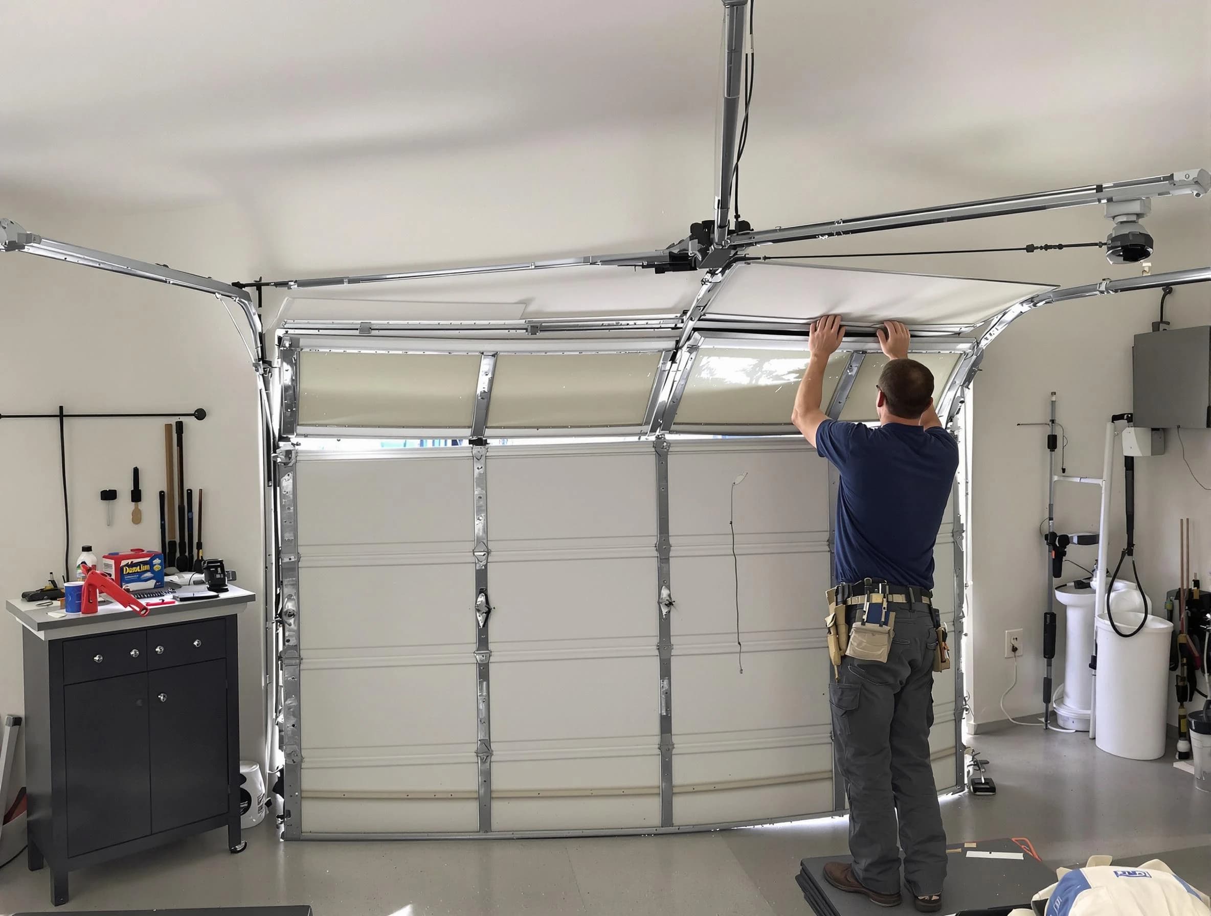 Heron Bay Garage Door Repair specialist performing precise section replacement on Heron Bay garage door