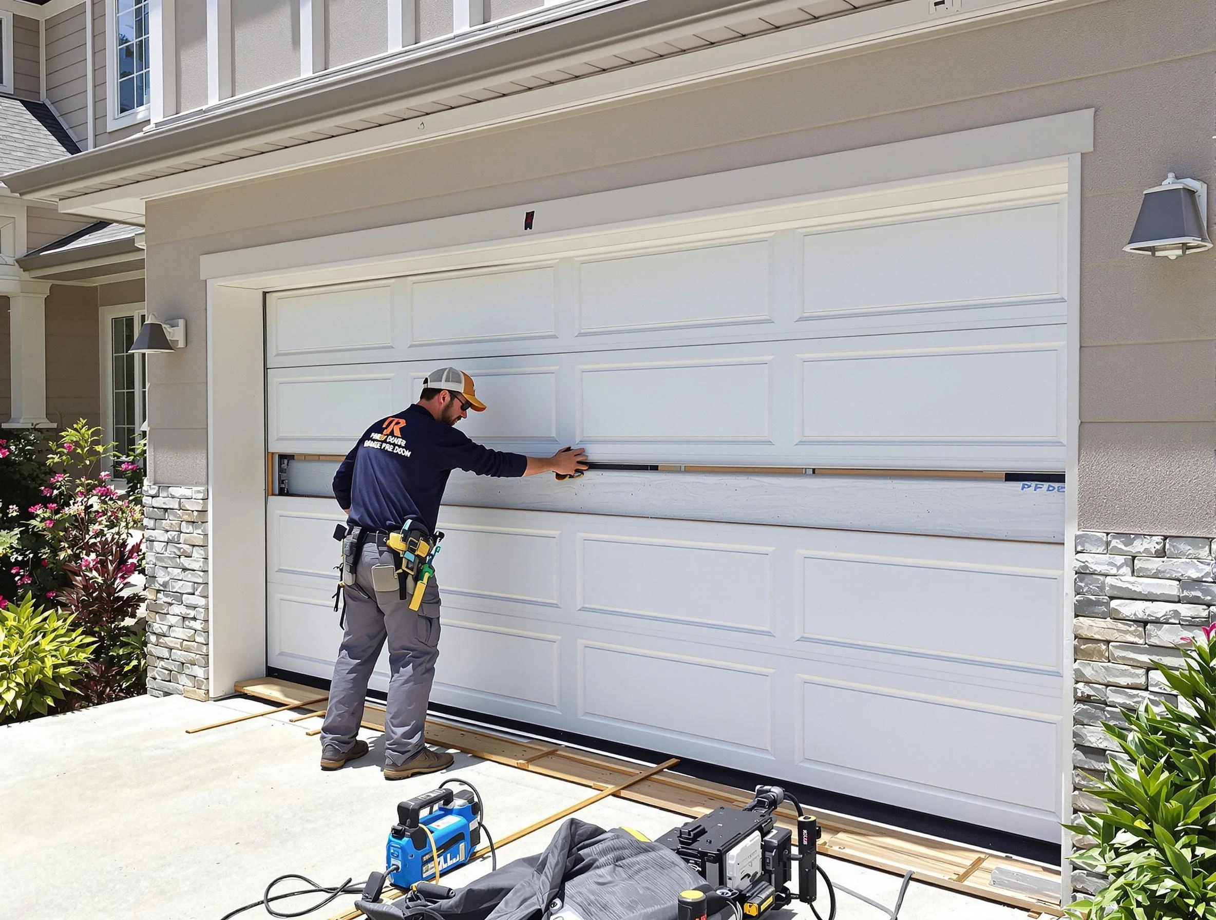 Heron Bay Garage Door Repair team performing complete garage door replacement at Heron Bay residence