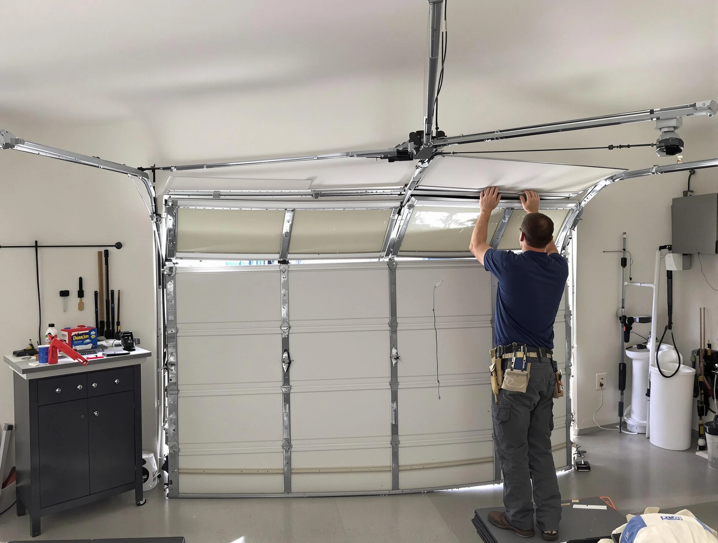 Heron Bay Garage Door Repair specialist performing precise section replacement on Heron Bay garage door